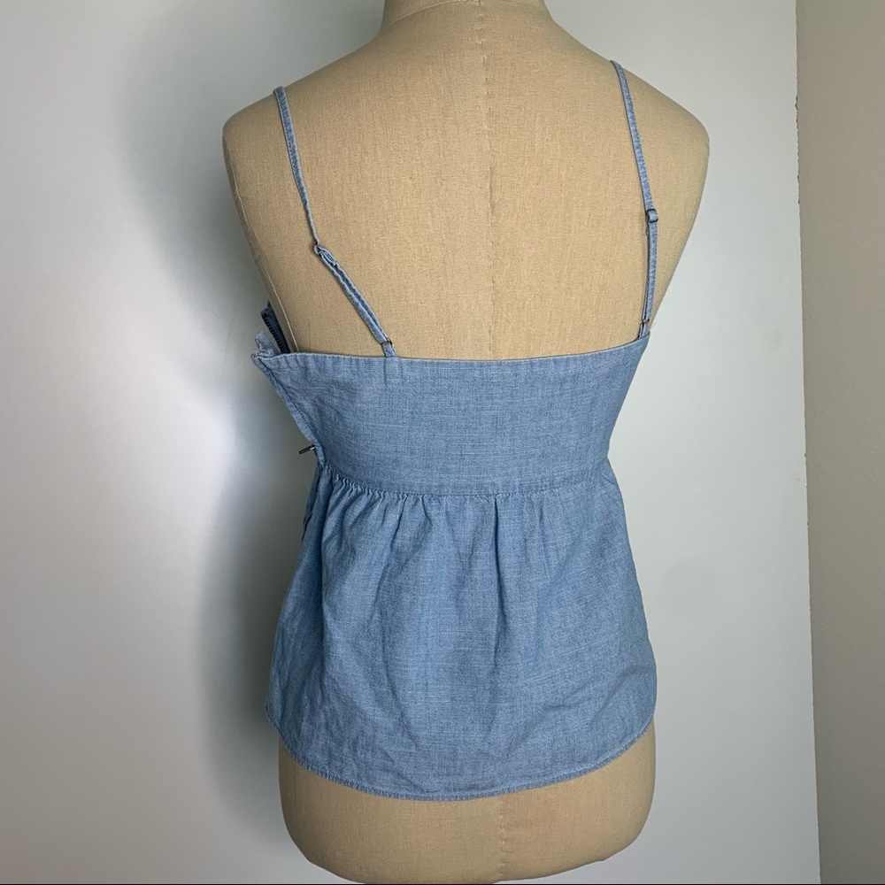 Madewell Chambray Tie-Front Keyhole Cami Top Cotton 00 - Picture 9 of 16